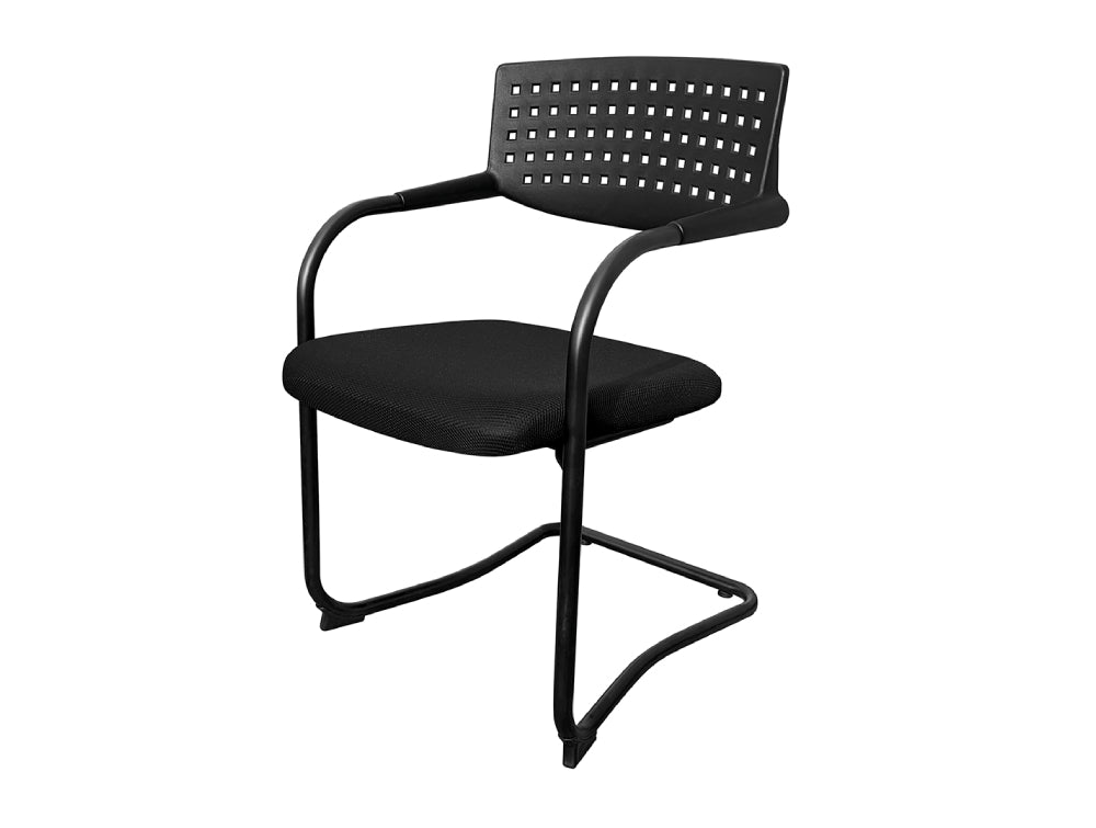 Visa Mid Back Black Stacking Meeting Room Chair in Black Frame