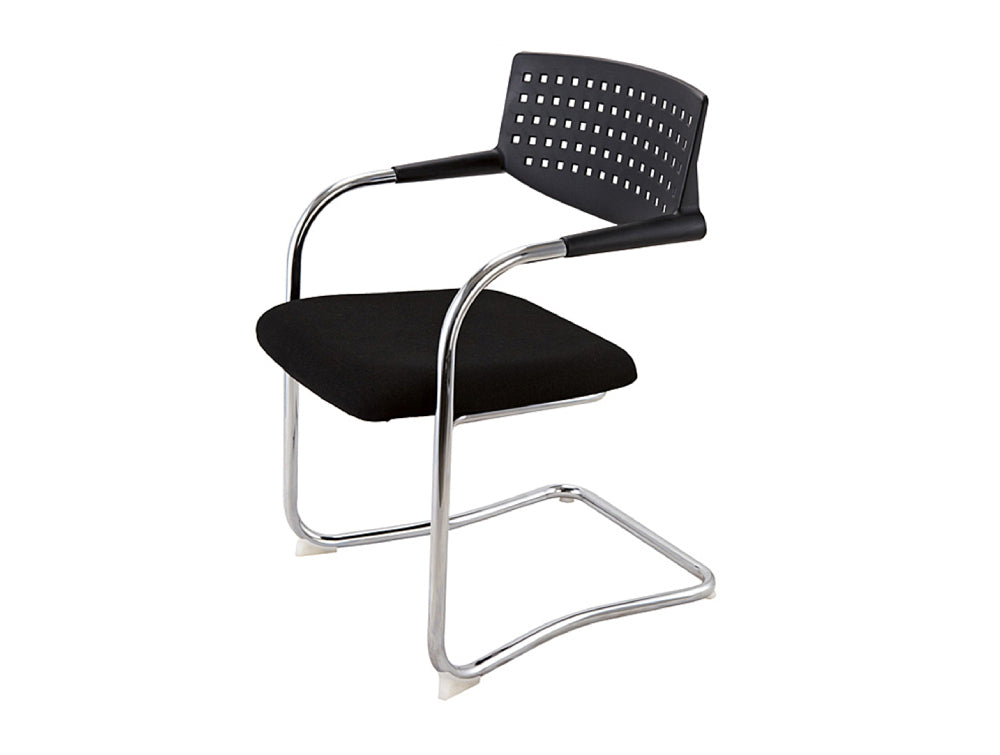 Visa Mid Back Black Stacking Meeting Room Chair in Black Frame