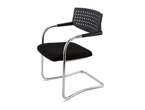 Visa Mid Back Black Stacking Meeting Room Chair in Chrome Frame