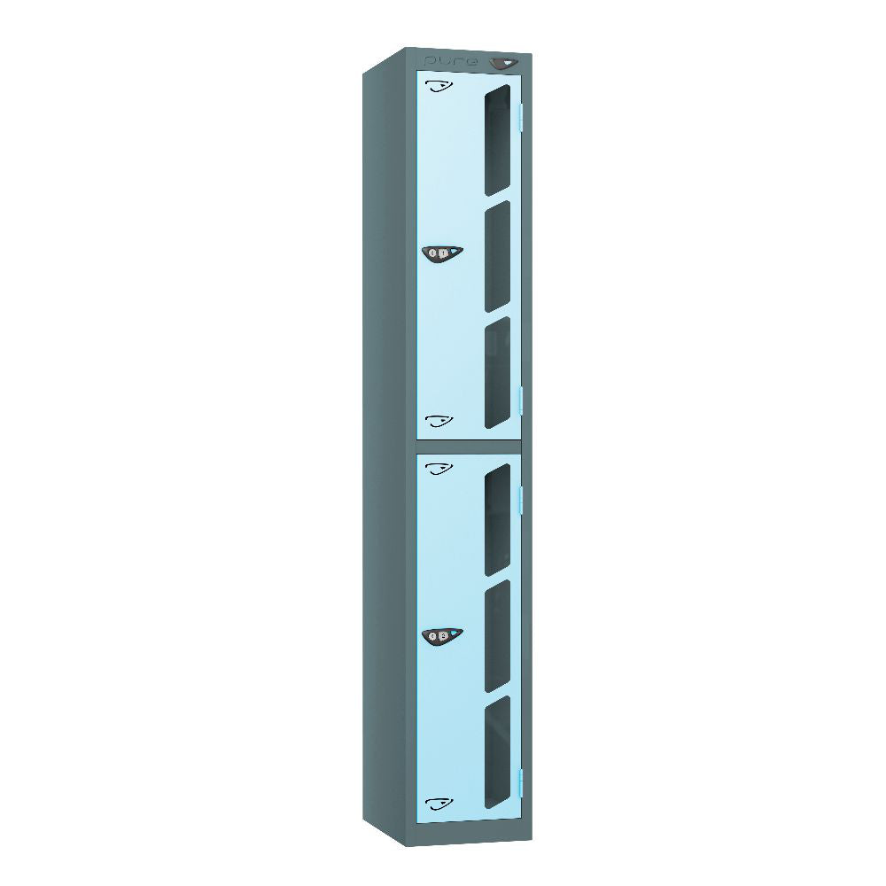 Vision 2-Door Locker Slate Grey Ribbon Blue