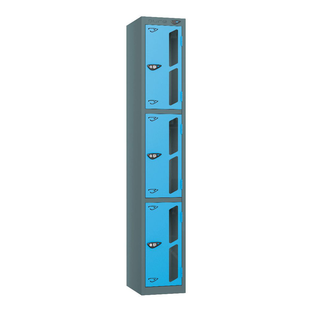 Vision 3-Door Locker Slate Grey Cornflower Blue