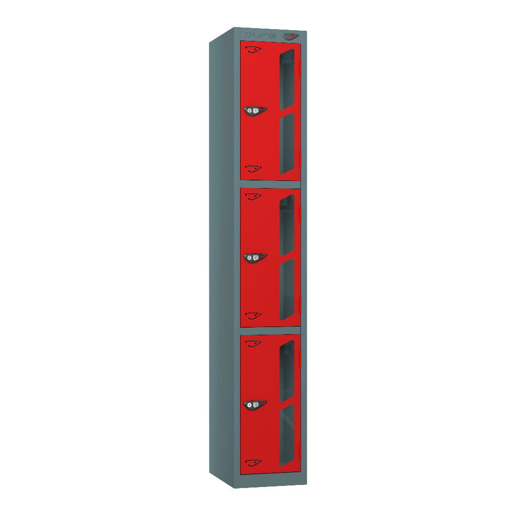 Vision 3-Door Locker Slate Grey Flame Red