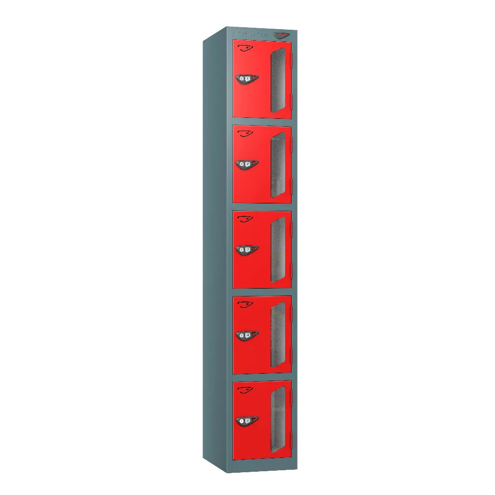 Vision 5-Door Locker Slate Grey Flame Red