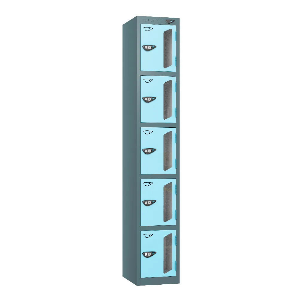 Vision 5-Door Locker Slate Grey Ribbon Blue