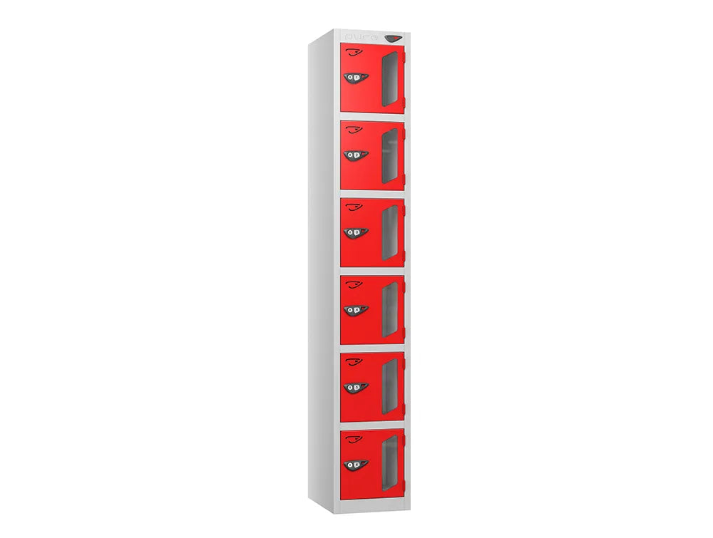 Vision 6-Door Locker - Pearl Silver & Flame Red
