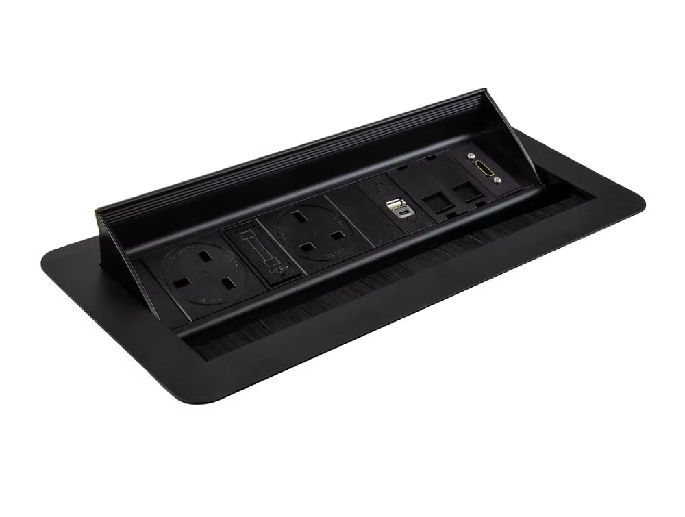 Wave 2 UK Sockets In Desk Power Module Black