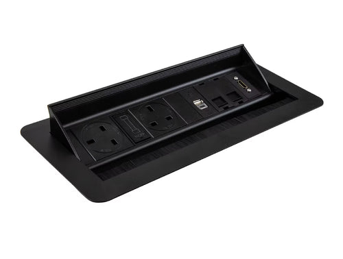 Wave 2 UK Sockets In Desk Power Module Black