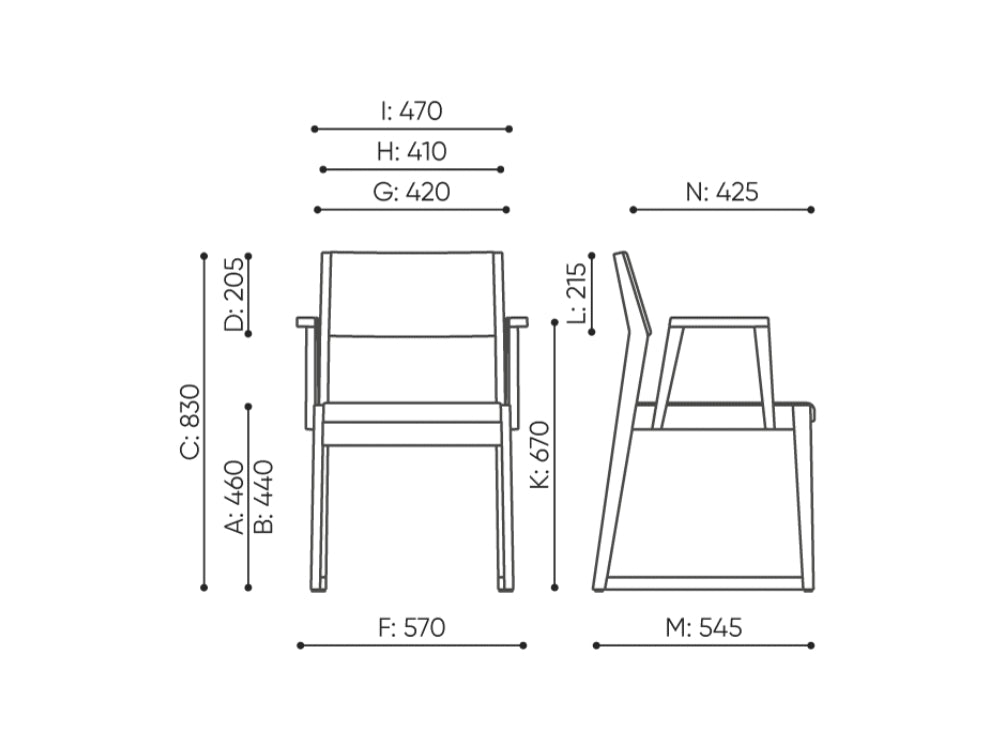 Woodbe Dining Wooden Armchair Dimensions
