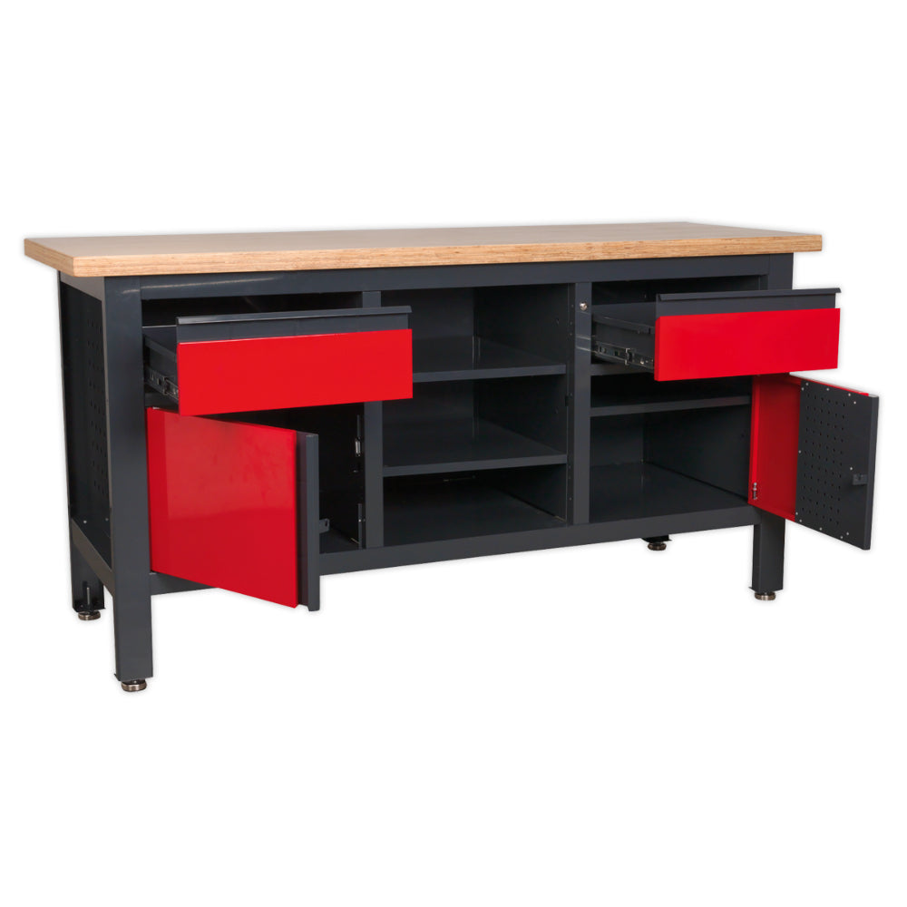 Workbench with 2 Drawers, 2 Cupboards and Open Storage AP1905A 3