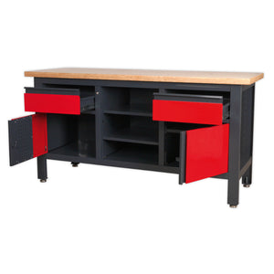 Workbench with 2 Drawers, 2 Cupboards and Open Storage AP1905A 4