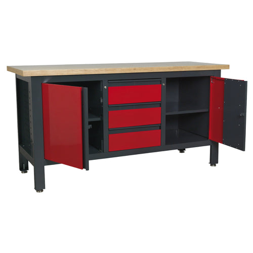 Workbench with 3 Drawers & 2 Cupboards