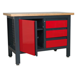 Workbench with 3 Drawers & Cupboard
