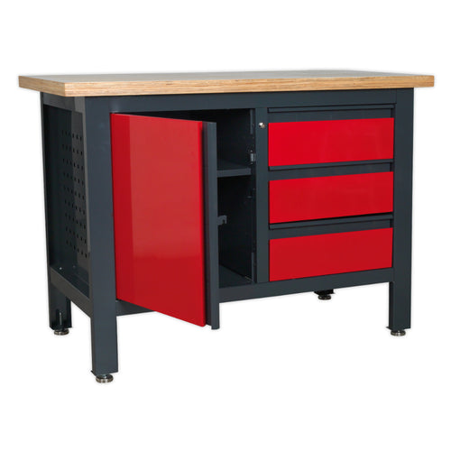 Workbench with 3 Drawers & Cupboard