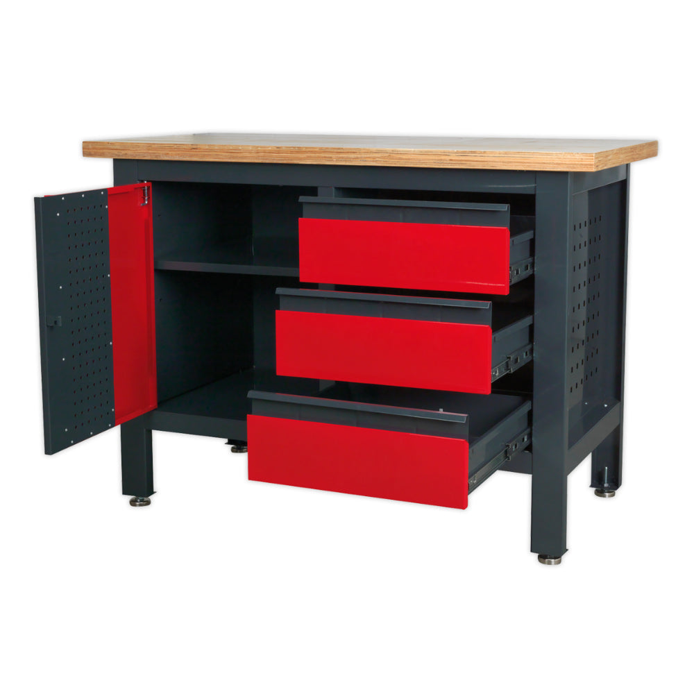 Workbench with 3 Drawers and Cupboard AP1372B 4