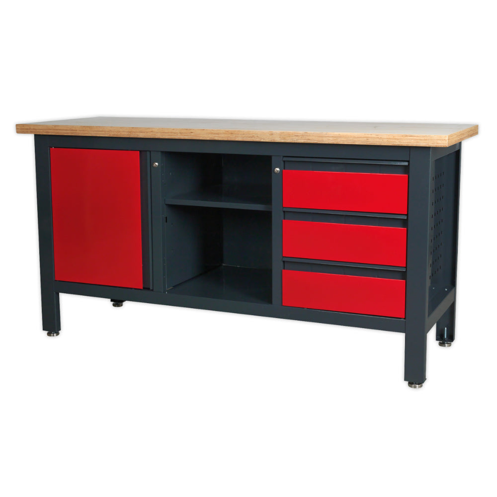 Workbench with 3 Drawers, 1 Cupboard and Open Storage AP1905B 2