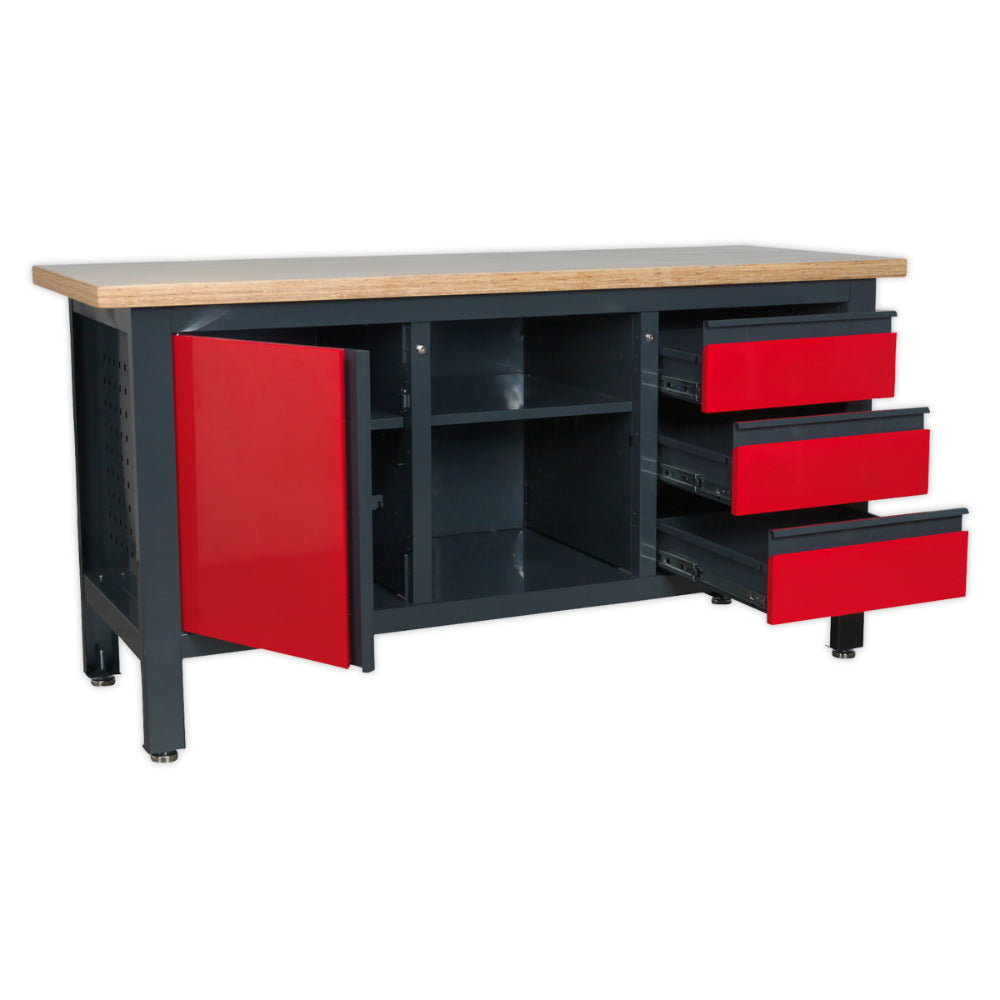 Workbench with 3 Drawers, 1 Cupboard and Open Storage AP1905B 3
