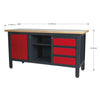 Workbench with 3 Drawers, 1 Cupboard and Open Storage AP1905B 5