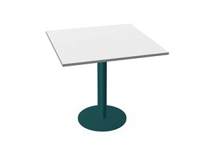 Ws.D Key Square Cylinder Base Table in Alternative Top and Edge Finishe with Green Legs