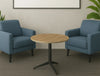 WsD Harmon Single Table Top with Blue Amrchair