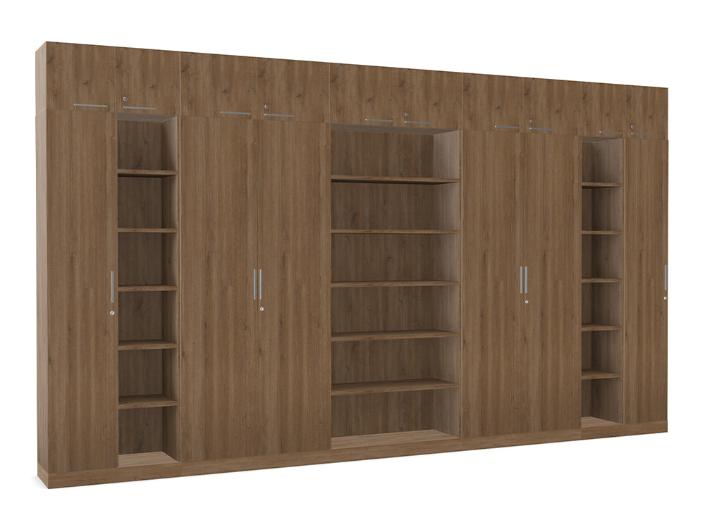 WsD Key Storage Modular 6 Level Cupboard with Bookshelves and High Cabinets Coffee