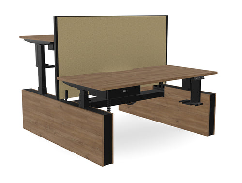 Levo Plus Bench Sit Stand Desk In Coffee Oak Finish