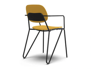 Ws.D Line Upholstered Chair with Curved Legs and Armrest 3