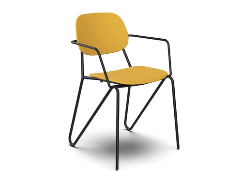 Ws.D Line Upholstered Chair with Curved Legs and Armrest