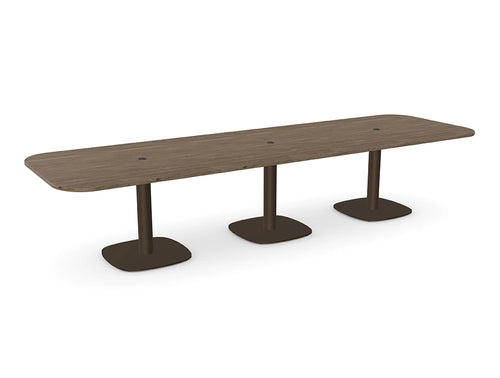 Ws.D Nexis+ Triple Cylinder Squircle Base Meeting Table with Curved Rectangular Table Top