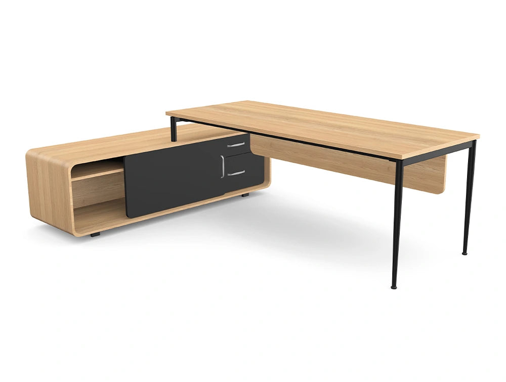 Ws.D PROfil Executive Desk with Curved Edge Credenza - Right