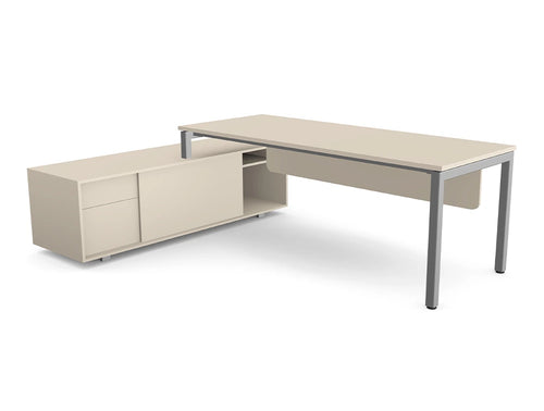 Ws.D PROfil Executive Desk with Sharp Edge Credenza - Left