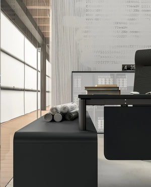 WsD Profil Executive Desk with Credenza in Black Finish
