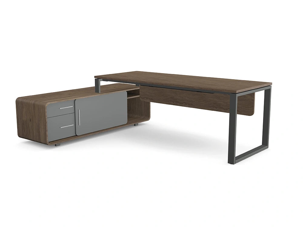 Ws.D PROfil Executive Desk with Curved Edge Credenza - Left