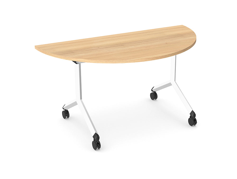 WsD Twister Mobile Tilt Semi Circle Table with Pro Leg African Oak
