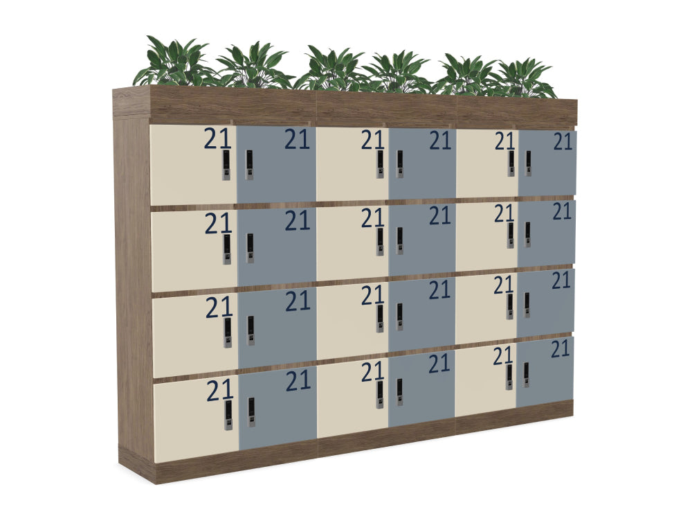 Ws.D Uno 24 Door Mailbox Front Locker System with RFID Locks Numbers and Planters