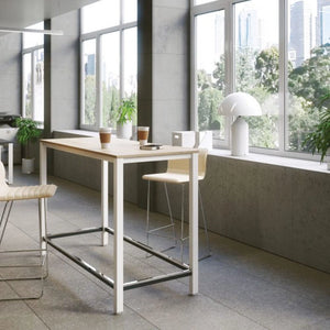Wuteh High Top Table with High Stool and Dome Shaped Lamp in Modern Office Setting