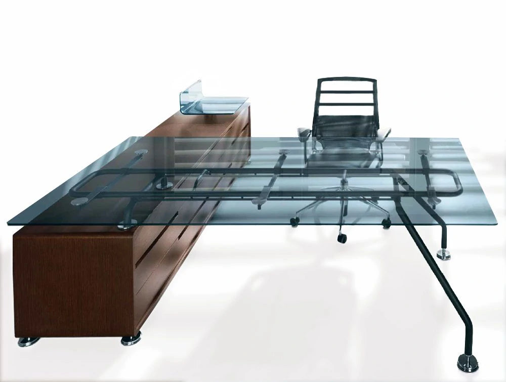 Xeon Executive Glass Desk With Drawer