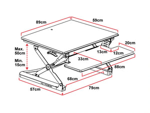 Yo Yo Desk 90 Sit Stand Solution White 9 Dimensions 1