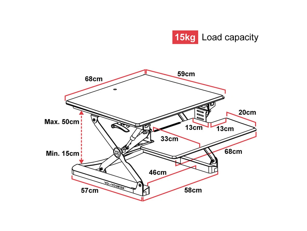Yo Yo Desk Mini Sit Stand Solution Black 9 Dimensions 1