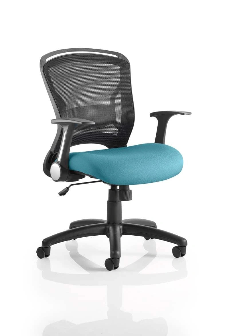 Zeus Task Operator Chair Black Fabric Black Mesh Back With Arms KCUP0711 1