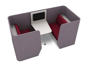 Zone 4 Seater Meeting Pod With Media Table In Red