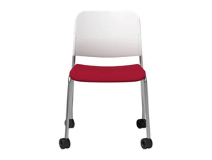 Zoo Upholstered Seat And Plastic Backrest Chair  4 Legged Frame On Castors   Model 502Hc