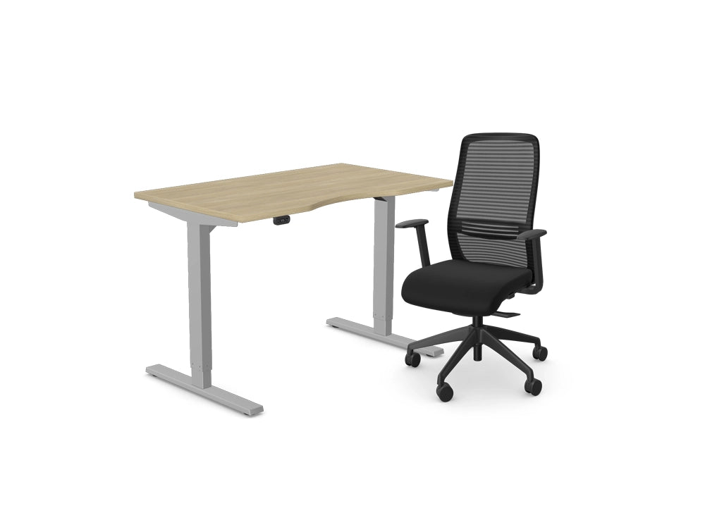 Zoom Sit Stand Desk With Nv Ergonomic Mesh Chair Bundle