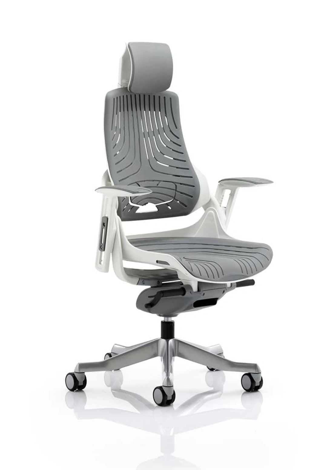 Zure High Back White Shell Executive Office Chair With Arms KC0164 1