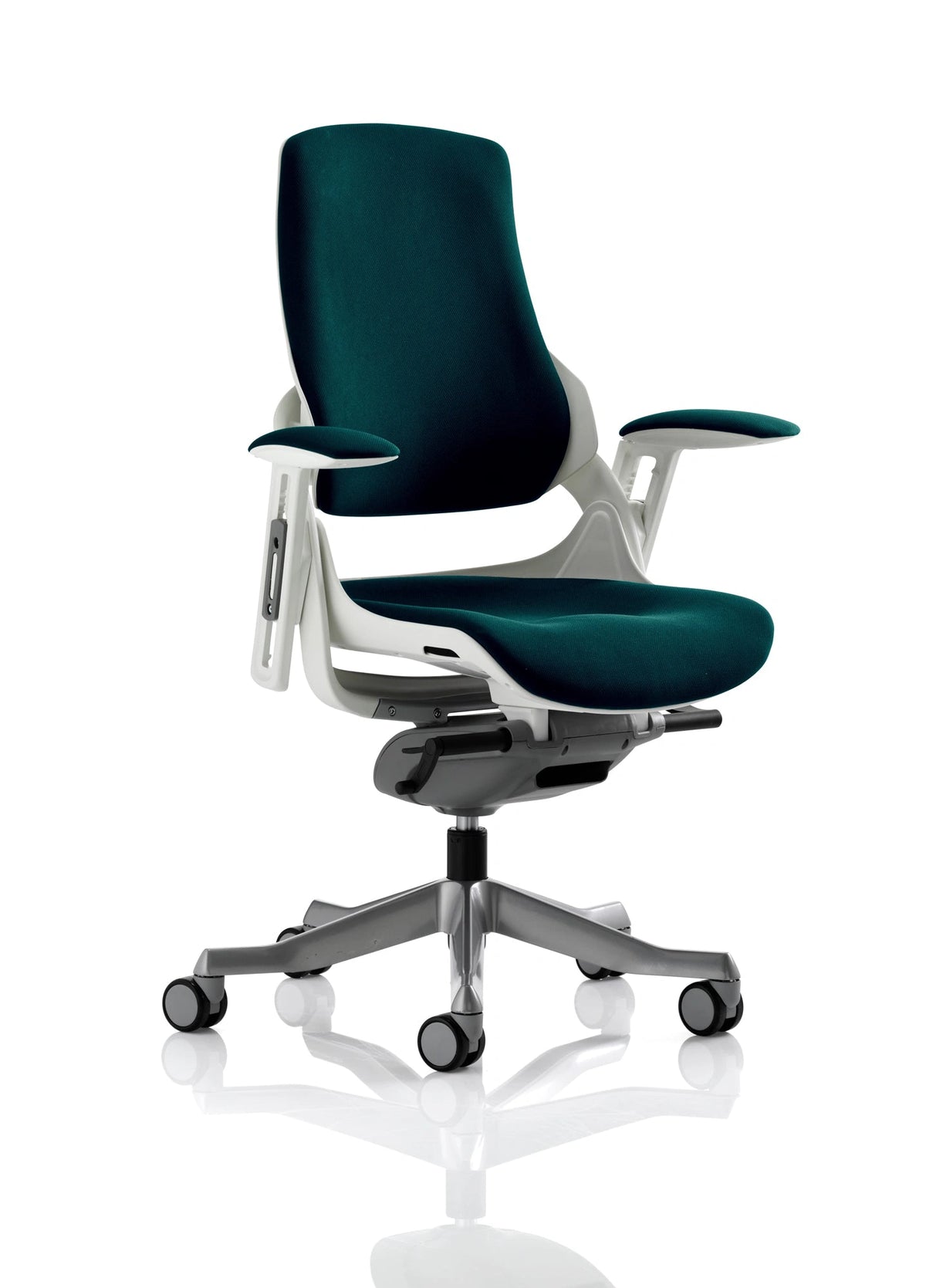 Zure High Back White Shell Executive Office Chair With Arms KCUP0695 1