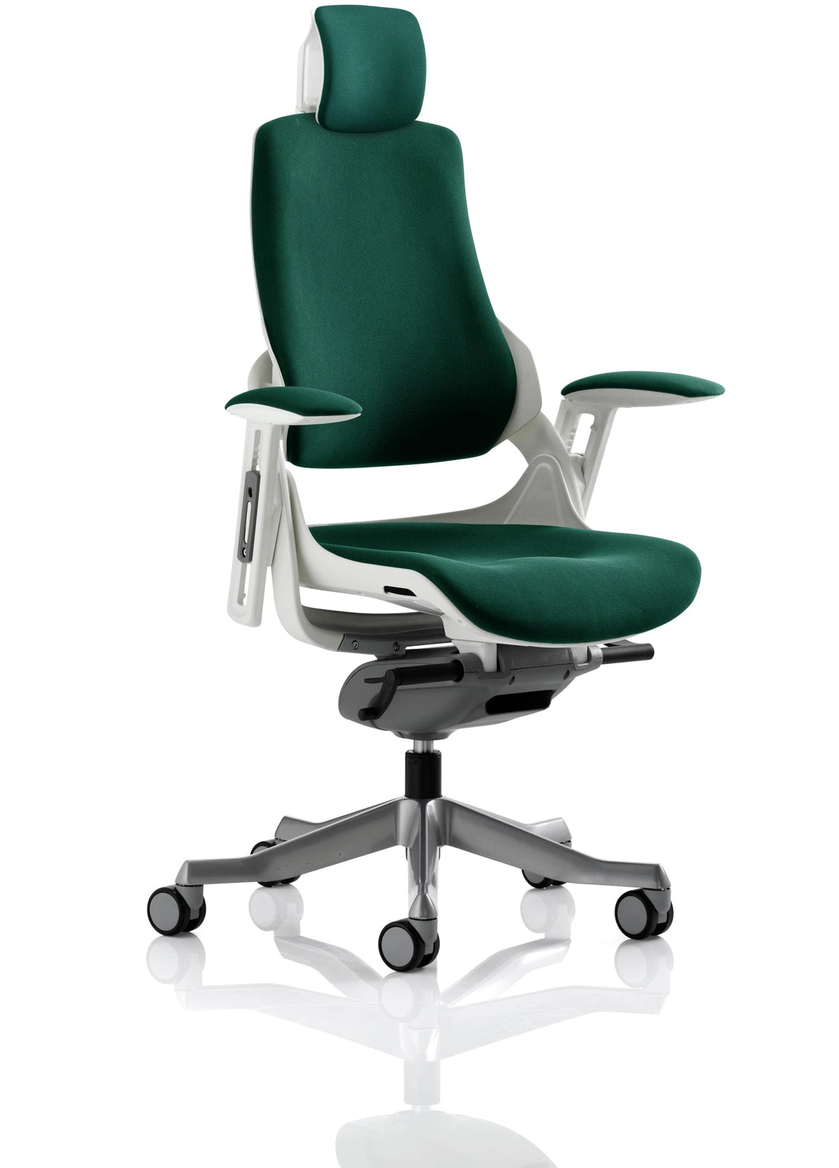 Zure High Back White Shell Executive Office Chair With Arms KCUP1286 1