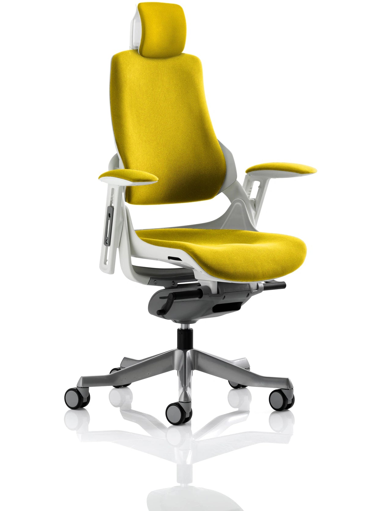 Zure High Back White Shell Executive Office Chair With Arms KCUP1289 1