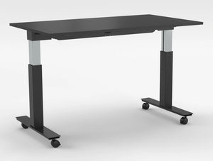 Mara Follow Height Adjustable Mobile Tilting Table 299R Black Top Black Frame 1400Mm