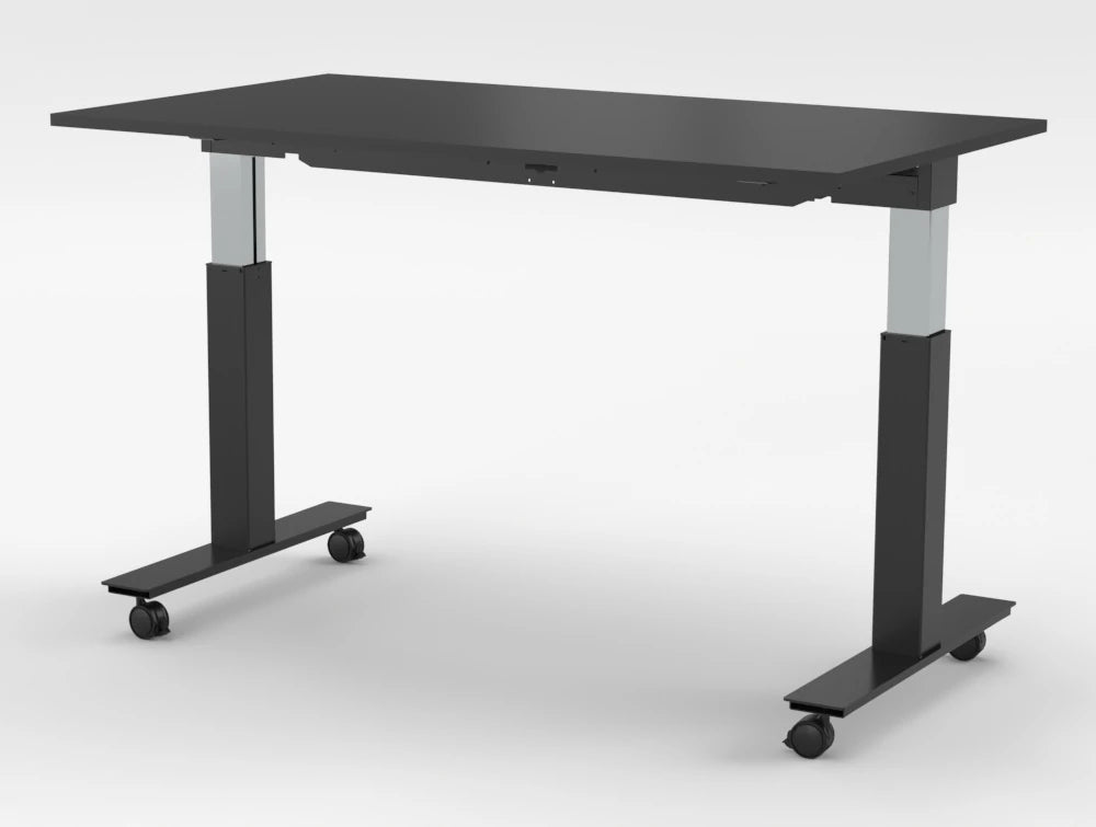 Mara Follow Height Adjustable Mobile Tilting Table 299R Black Top Black Frame 1400Mm