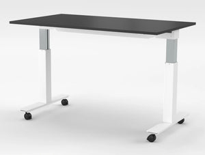 Mara Follow Height Adjustable Mobile Tilting Table 299R Black Top White Frame 1600Mm