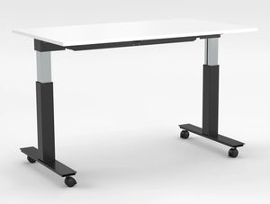 Mara Follow Height Adjustable Mobile Tilting Table 299R White Top Black Frame 1400Mm
